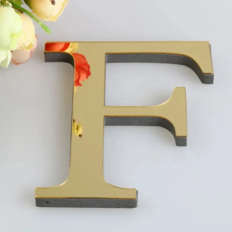 20 cm 3d Spiegelbuchstaben Wandaufkleber für Wohnkultur Blackgoldsilver Decal Acryl Alphabet Englisch Buchstaben Kunst Wanddekoration 240426