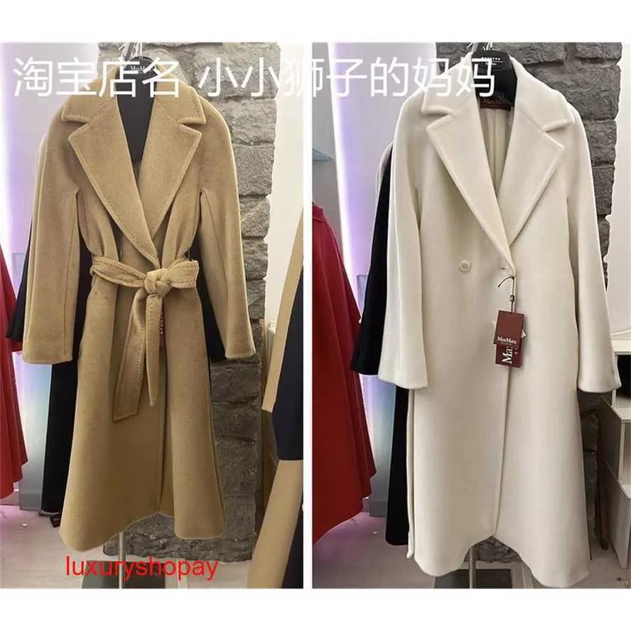 Maxmaras Womens Wrap Coat Coat Coats Coats Italian Counter Arte Alpaca Wool and Live Streaming Agent No Return Exchange RJ6S