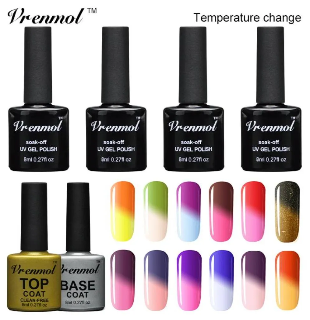 WholeVrenmol 1Pcs 8ml Mood Change Color Changing Nail Polish Chameleonic Gel Lacquer Thermal Varnish Need UV LED Lamp Dry4517362