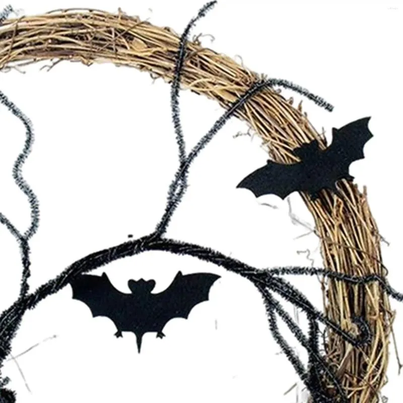 Decoratieve bloemen Halloween -krans voor voordeur verlichte spookachtig feest slingershanger hanger muur indoor outdoor home po rekwisieten horror