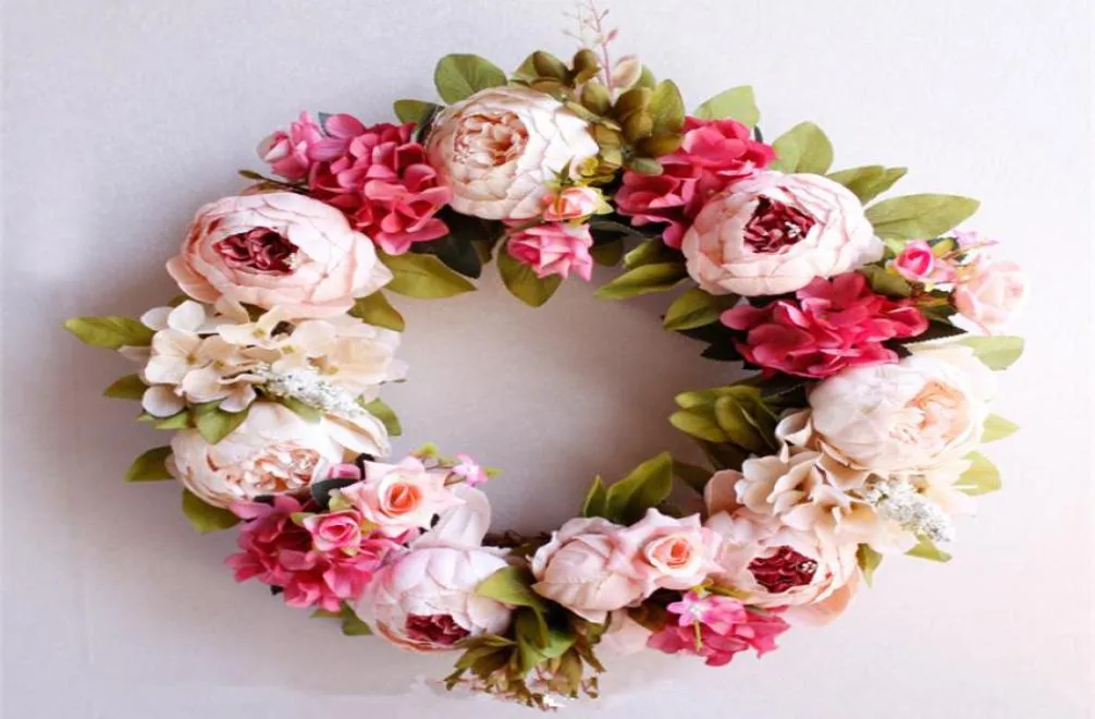 Bröllopsdörrkrans Artifical Florals Peony Spring Summer Christmas Wreathes Decorations For Home Peonies Farmhouse Decor5962779