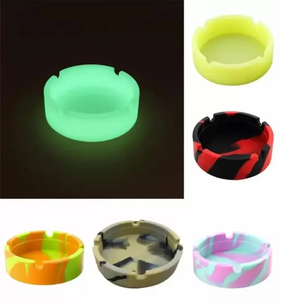 Portable Camouflage Soft Silicone Rubber Ashtray Pluminous Tray Bracket Antiboiling Multicolor Cigarette Holder tools Fast Delive1045894