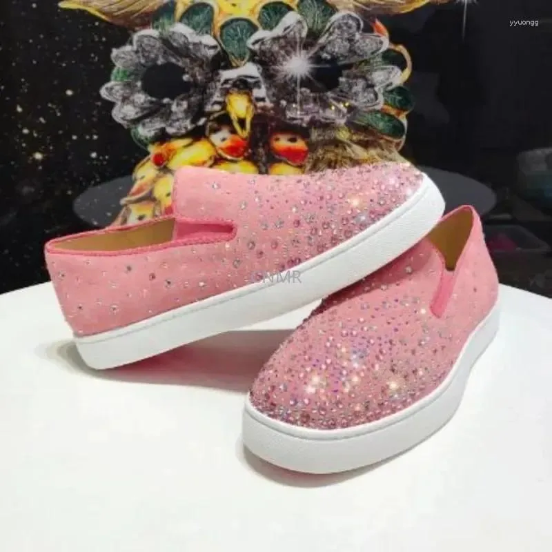 Casual Shoes Luxury Women's Pink Velvet Full Of Stars One Pedal Drill Men's And Same Style Low-top