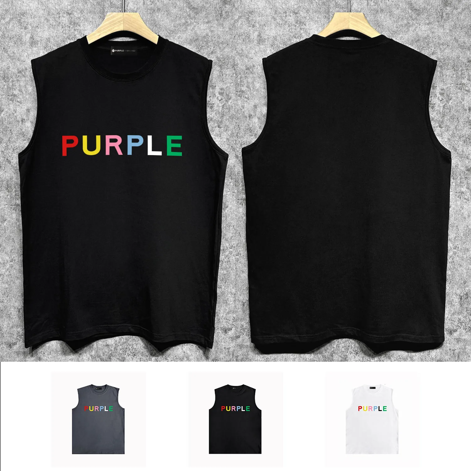 T-shirt sans manches à la marque Purple Brand de loisirs confortable pour hommes et femmes