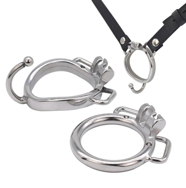 Appareils en acier inoxydable Anneau de coq avec oreilles et ceinture de sangle PU pour la cage assortie qui utilise un système de verrouillage intégré7372875