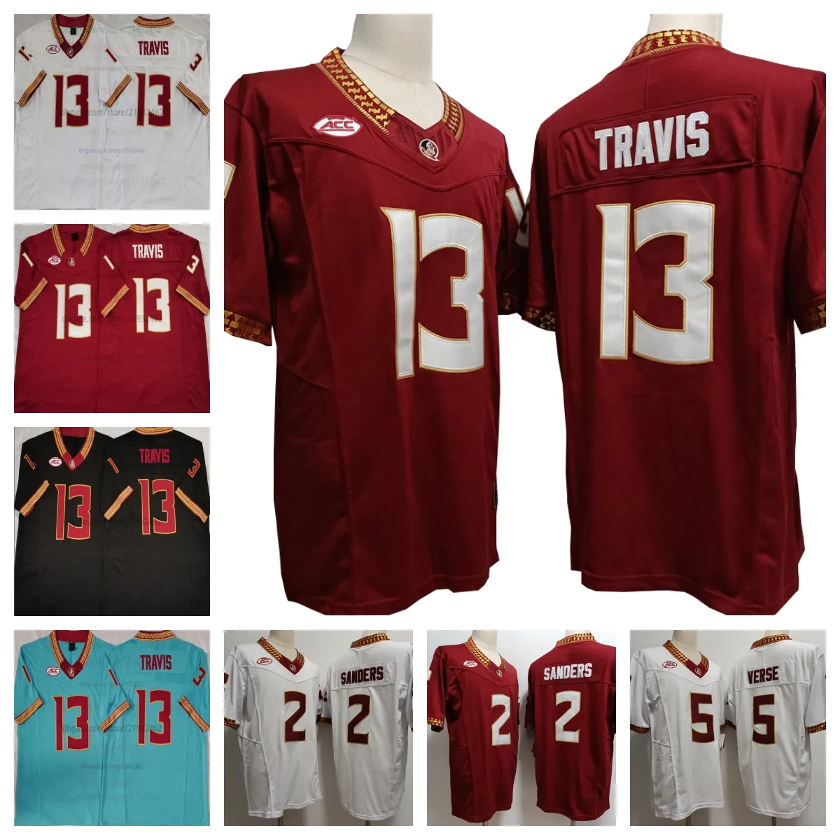 Florida NCAA College State Football Jersey 5 Jared Verse College Football Jersey Travis 2 Deion Sanders Border Jerseys