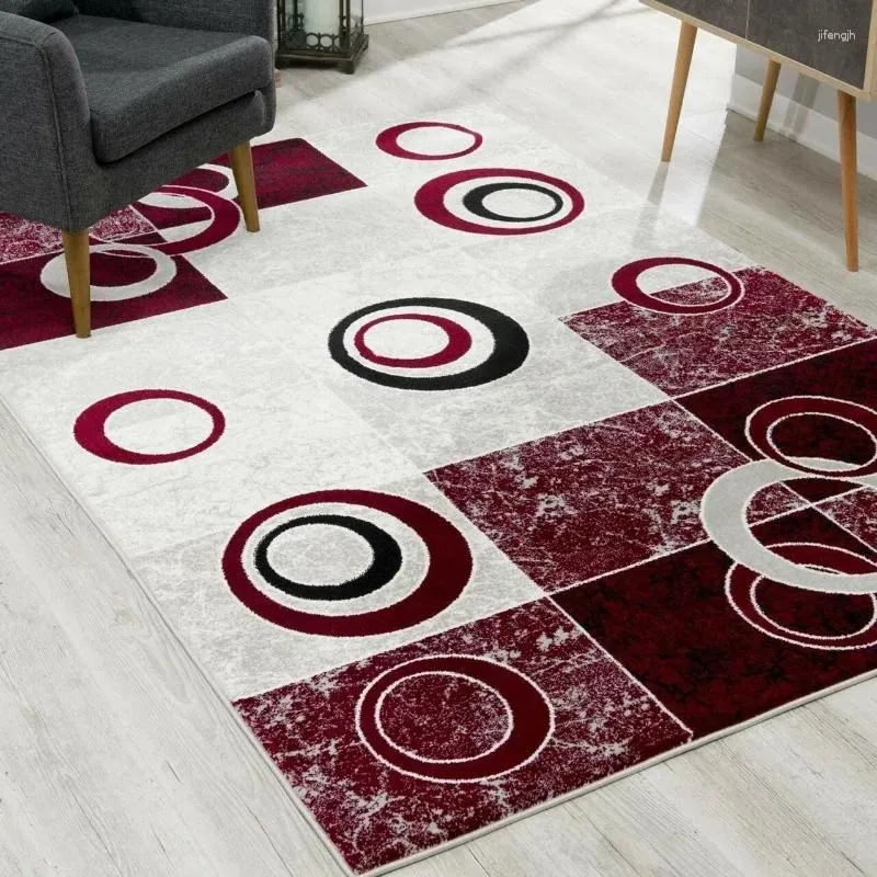 Carpets Durable For Bed Room Red And White Inverse Circles Runner Rug Home Decor