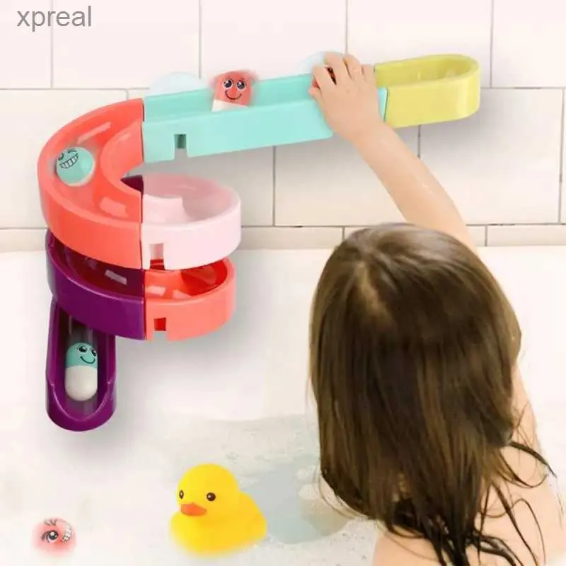 Juguetes de baño bricolaje baby shower juguete pared taza de marco Competencia de mármol de la pista del baño ensamblaje del baño del baño del baño setwx