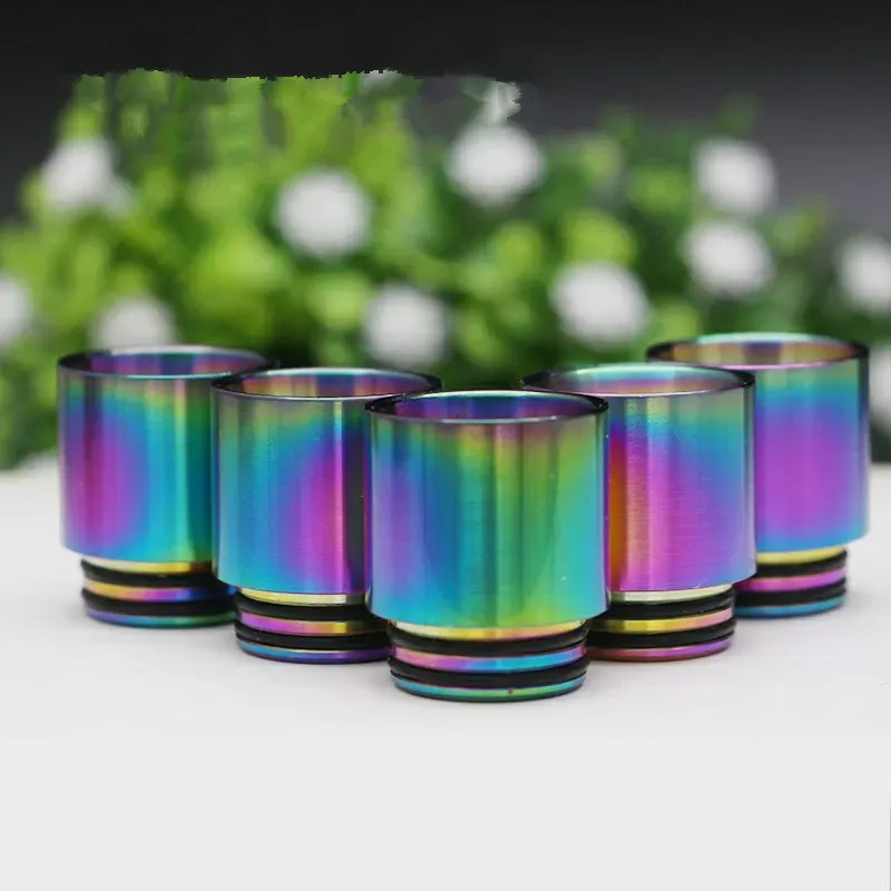 810 Drip Tips Rainbow Color Stainless Steel SS Drip Tip for 810 Thread Wide Bore Mouthpiece TFV8 TF12 Prince Tank Atomizer