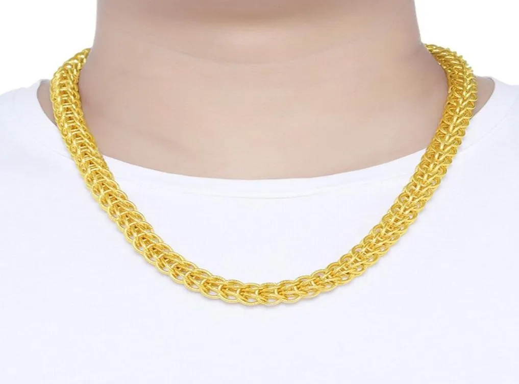 Hiphop tjock kedja 18k gul guldfylld cool mens halsband tung kedja gåva chunky smycken 60 cm long3916350