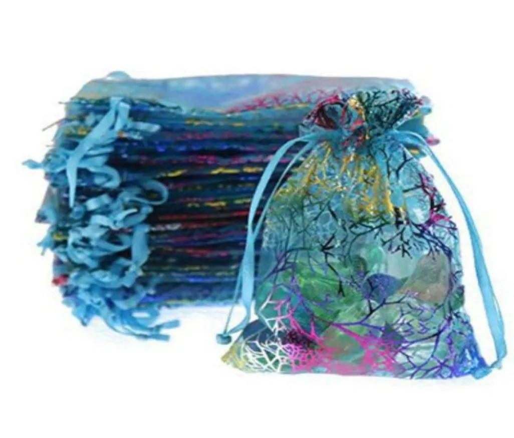 Coralline organza sznurka opakowanie biżuterii torebki magazynowe imprezowe cukierki ślubne faworyzowanie torby prezentowej Sheer with Gilding P6087365