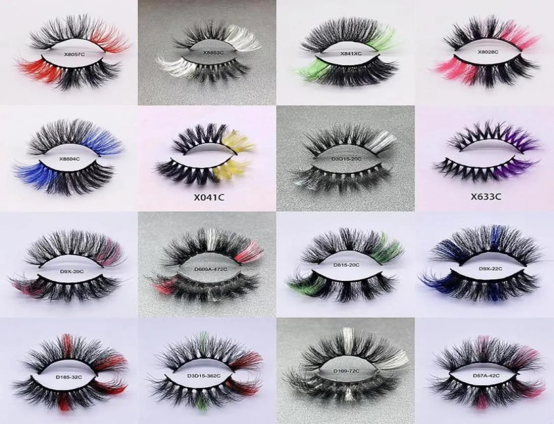 Les faux cils mélangent la couleur de 15 mm 20 mm de cils de vison ombre en vrac coloré de fête moelleuse colorée pour cosplay5437729