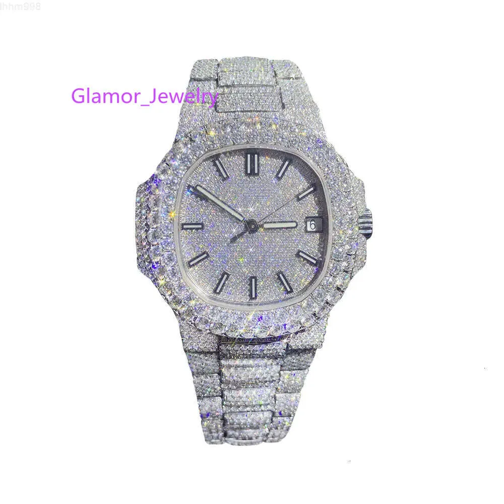 Wysokiej jakości niestandardowe mrożone lodowane VVS 1/VS1 GRA Certyfikowana odpowiedź Studded Women Moissanite Watch For Ladies