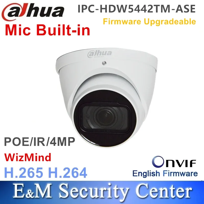 Kamery internetowe Oryginalne dahua ip 4mp ipchdw5442tmase 4mp wdr poe ir oczu widzimind kamera sieciowa