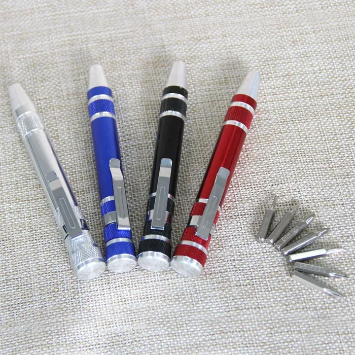 8 I 1 Precision Magnetiska pennstil Skruvmejselskruv Bit Set Slitted Phillips Torx Hex Reparation Portable DIY Tool ZZ