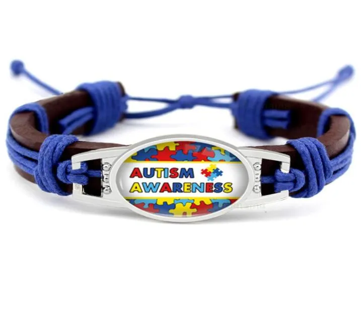 Autism Awareness Strong Cancer Bracelets Butterfly Yellow Orange Pink Ribbon Leather Charm Bracelets Unisex Women Men Jewelry4287075