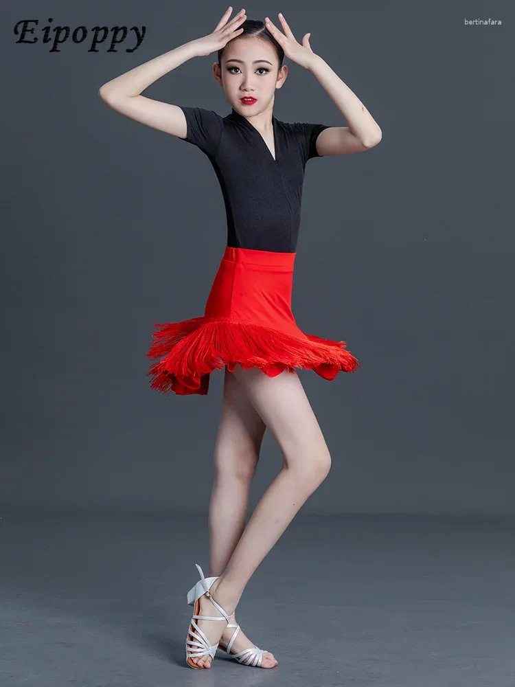 Scene Wear Latin Dance Practice Clothing Children's Performance Competition Regulations Stor kjol