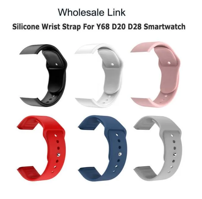 Sangle en silicone entièrement liaison pour Y68 D20 D28 Smartwatch Remplacez les accessoires de bande de montre de montre de bracelet TPU Soft TPU H09158126602