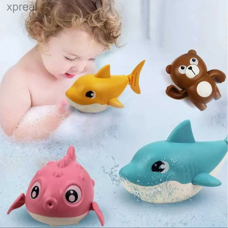 Zabawki do kąpieli przedszkola kąpielowa Śliczna kreskówka pływacka kręta rekina kołnierzowe ogon obrotowy urządzenie plażowa wanna dla niemowląt dmuchanie Toywx131