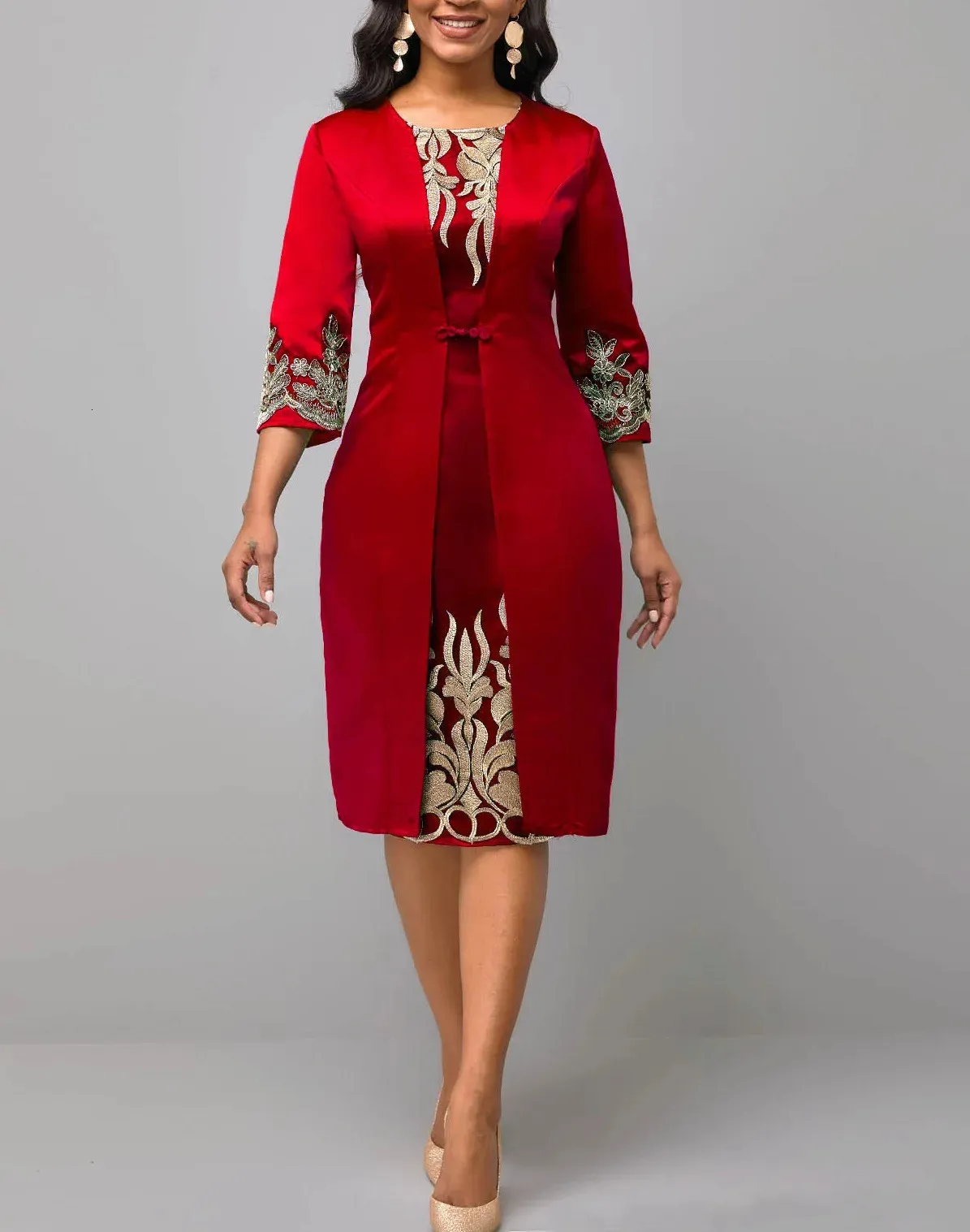 Bodycon Summer Dresses: Womens 3/4 Sleeve Round Neck Dress Red, Purple,  Blue Polyester Blend S 5XL, Colorful Bodycon Dresses From Julia_dress,  $36.14 | DHgate.Com