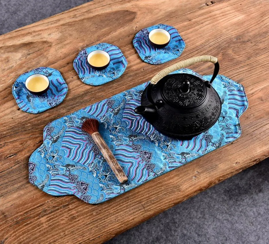 Nieuwste luxe kleine tafelloper thee tafelkleed Chinese zijde placemats high -end brokaat eettafel mat beschermkussen maat 48x29330003