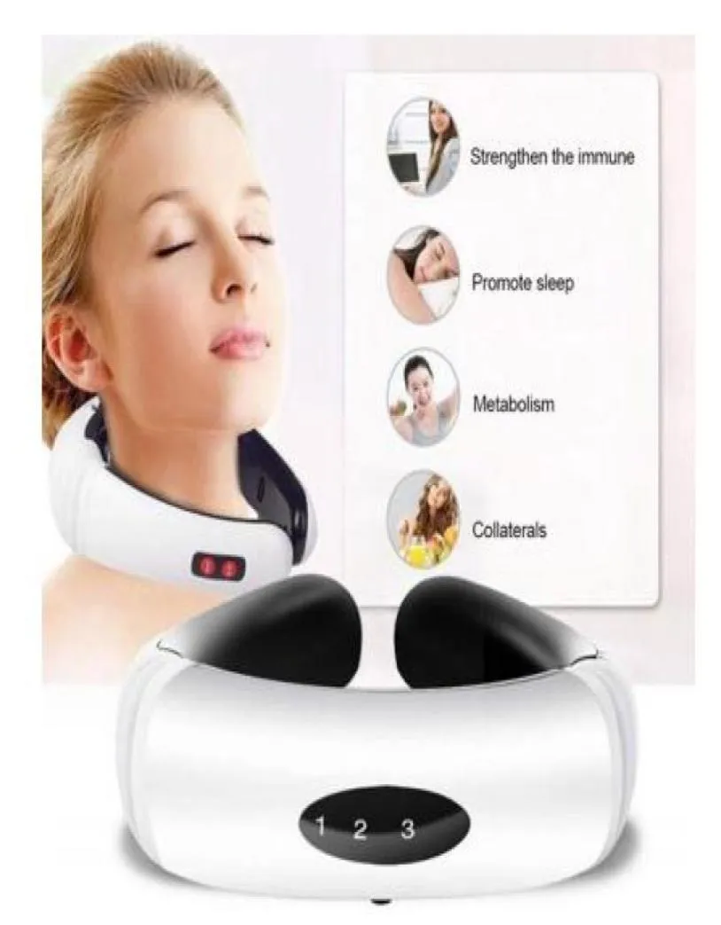 Elektrisk puls tillbaka och nackmassager långt infraröd uppvärmningsmärta Reliefverktyg Hälsovård Relaxation Intelligent Cervical Massager3132568