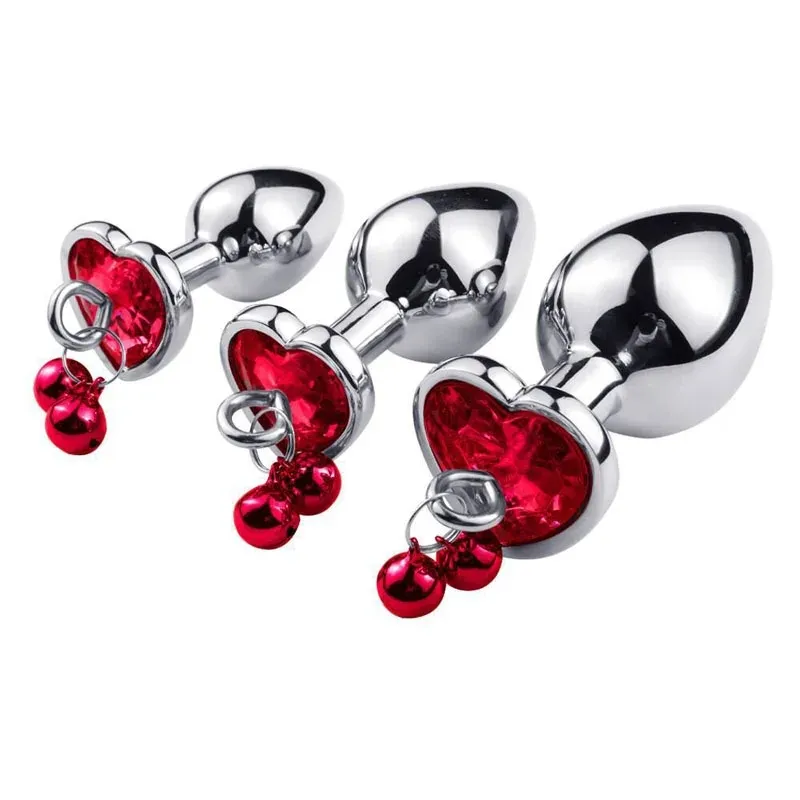 Metal Bell Beads Heart Jewelry Anal Butt Plug Anus Dilator G Spot Anal Anal Estimulador Erótico BDSM Sexo Toys para adultos