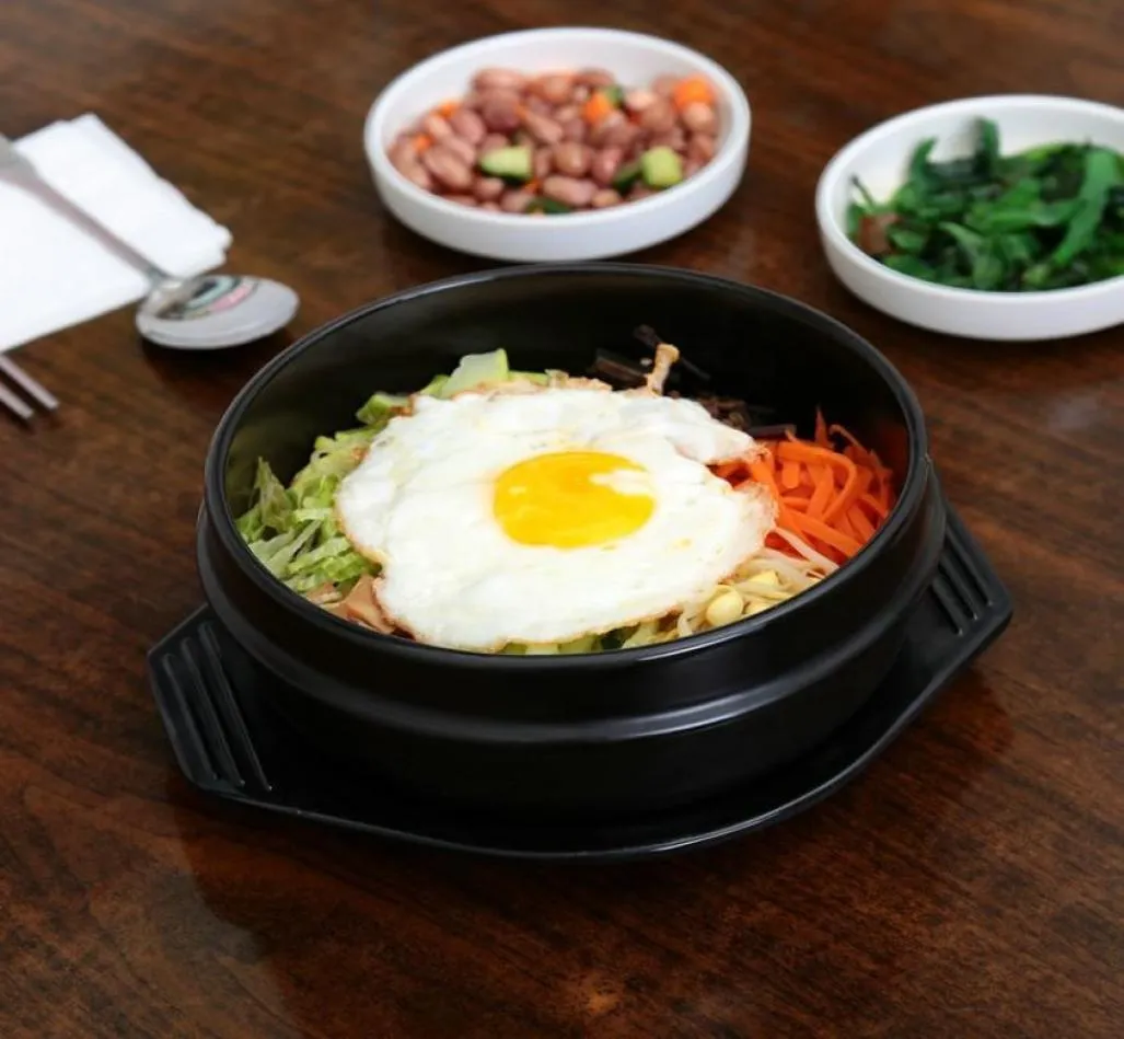 Bol en pierre Dolsot de Cuisine coréenne entière, Pot en faïence pour Bibimbap Jjiage en céramique avec plateau, emballage professionnel 3304252