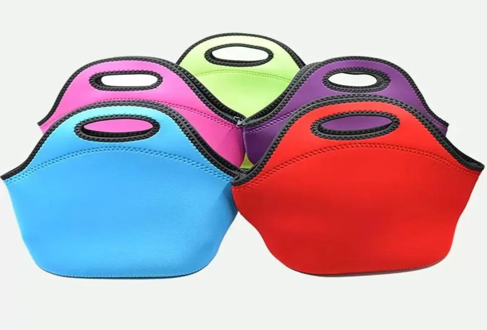 Nya 17 färger återanvändbara neopren tygväska handväska isolerade mjuka lunchpåsar med blixtlåsdesign för arbetsskola snabba fartyg9998251