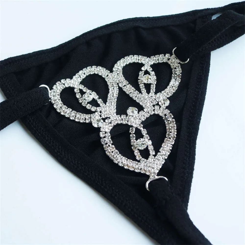 Costume Accessories Sexy Sparkling Peach Heart Crystal Black Belt Jewelry Nightclub Party Rhinestone Shorts Waist Chain Underwear Accessories