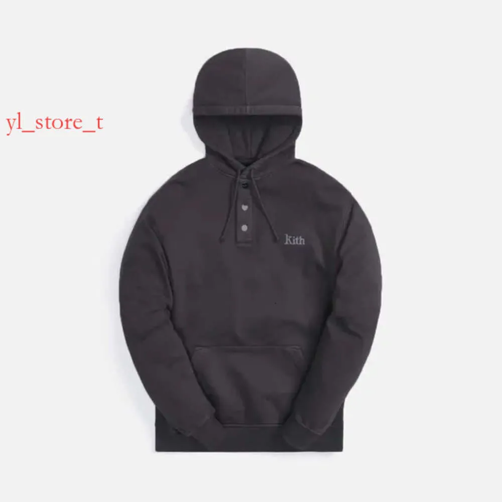 Kith Famous Brand Hoodie Sweaters Embroidery Logo Pure Cotton Button Round Neck Loose Autumn And Winter Thin Long Sleeve Casual Man Hoodie 1932