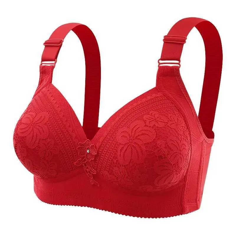 Bras New Lace Sexy No STL Ring Gathering Anti Sagging Soft and Conforty Adjudable Womens Large Bra Y240426