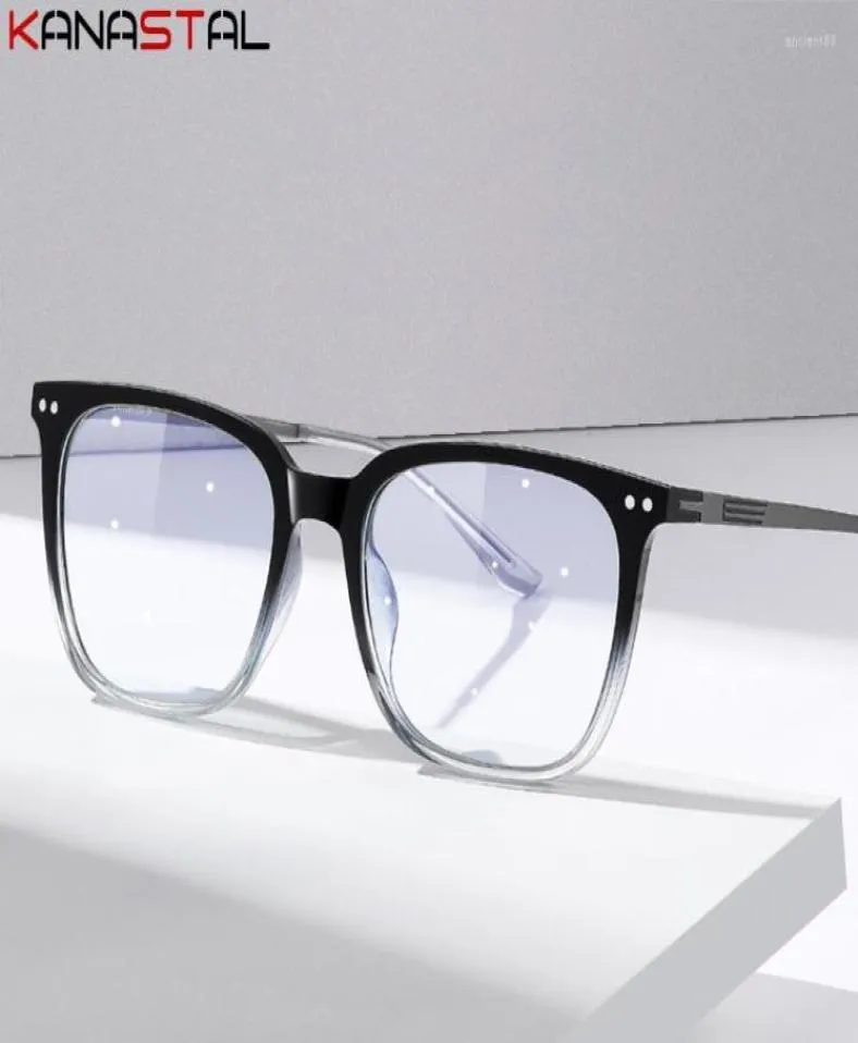 Solglasögon män anti blå ljus läsglasögon kvinnor fyrkantiga rent titan TR -glasögon ram myopi optiska linser recept e4488443