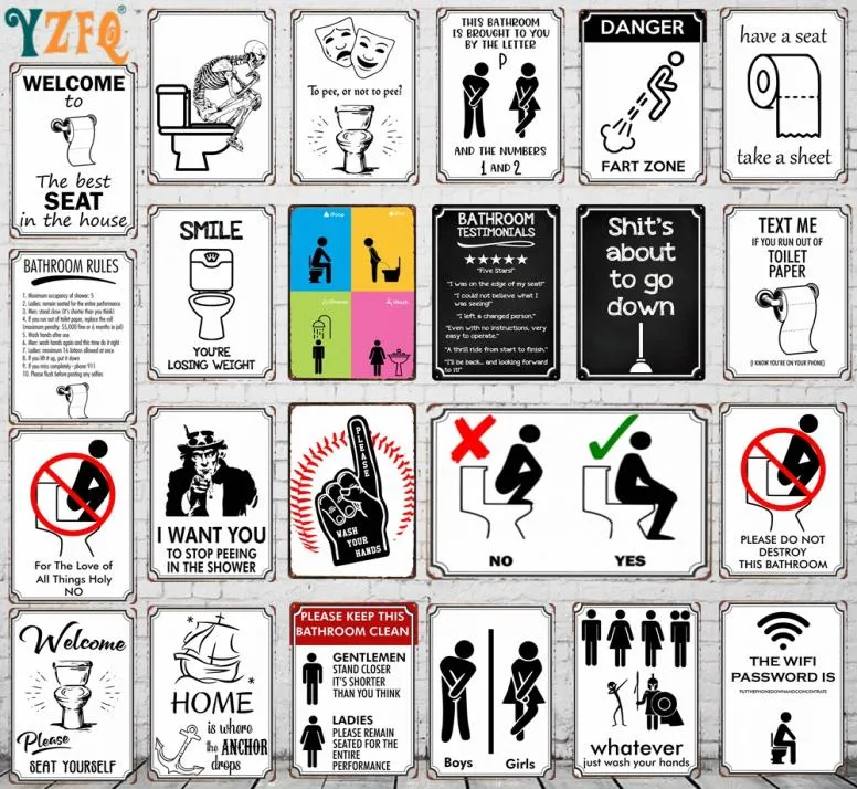 2021 Metal Signs Vintage Toilet Rules Tin Signboard Oldfashioned Kitchen Tools Wall Bar Plate Family Man Cave Decoration Decor Re7500319