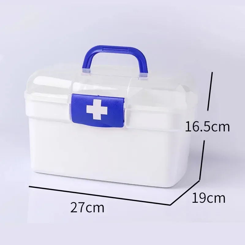 First Aid Case Bins Portable Medicine Storage Box Multipurpose Removable Tray Emergency Box Household Double Layer for Sewing