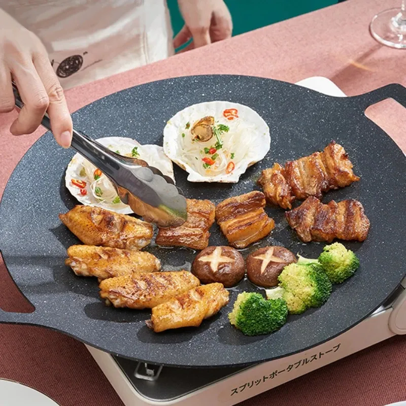 Gianxi Grill Pan Korean okrągły nietoperzowy talerz grillowy Podróż na świeżym powietrzu Camping Pat Household Griddle Akcesoria do grilla 240411