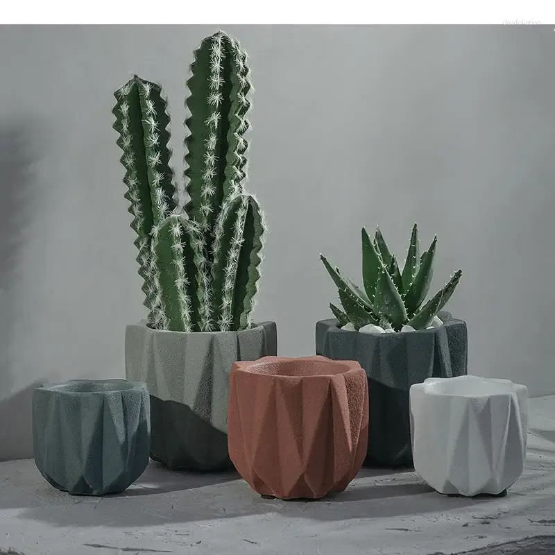 Vases Ciment Flowerpot Color Lignes de pliage de fleur Accessoires de disposition des vase