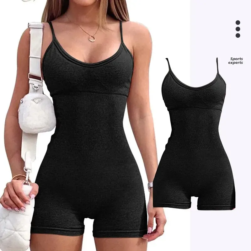 Donne Yoga Rompers Sexy One Piece Spaghetti Cint Tummy Control Sports Reggiseno Sports Bra salte