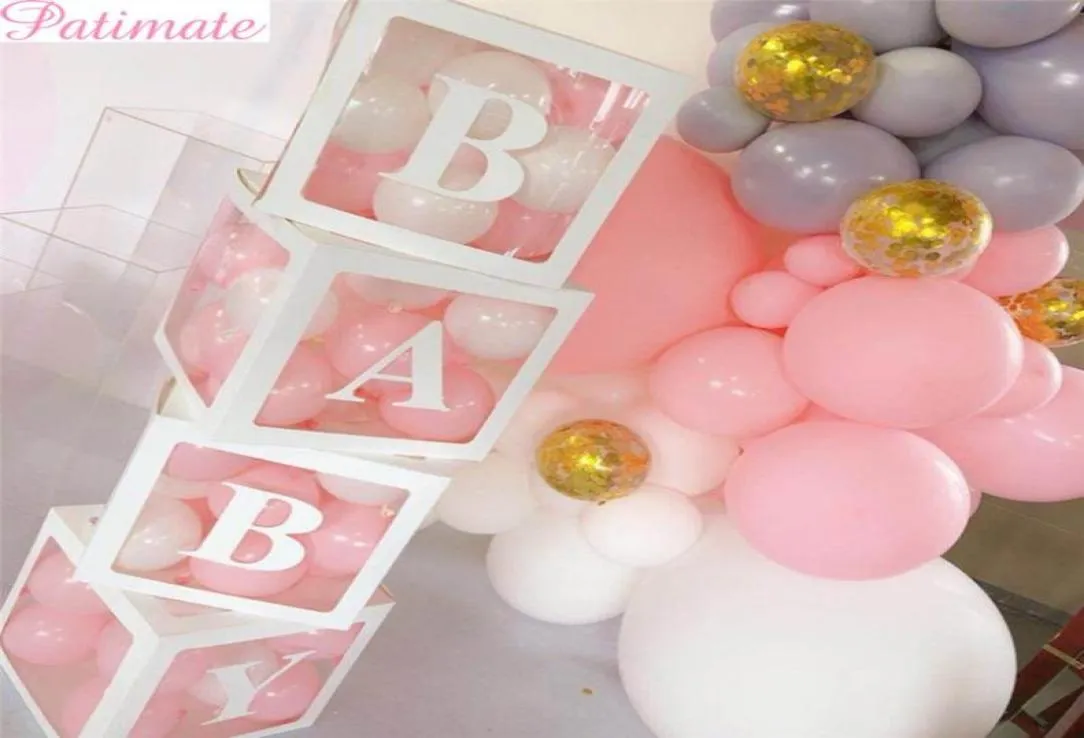 4PC Girl Boy Baby Shower Decoratie Transparante doos baby doop verjaardagsfeestje decor kartonnen doos cadeau babyshower benodigdheden1972475