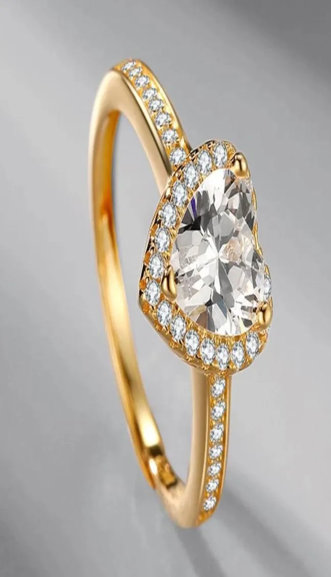 2021 Neues S925 Silber Goldplated Heart Shaped Diamond Ring Light Luxury Fashion Persönlichkeit Heiratsantrag weiblicher Schmuck 3769932
