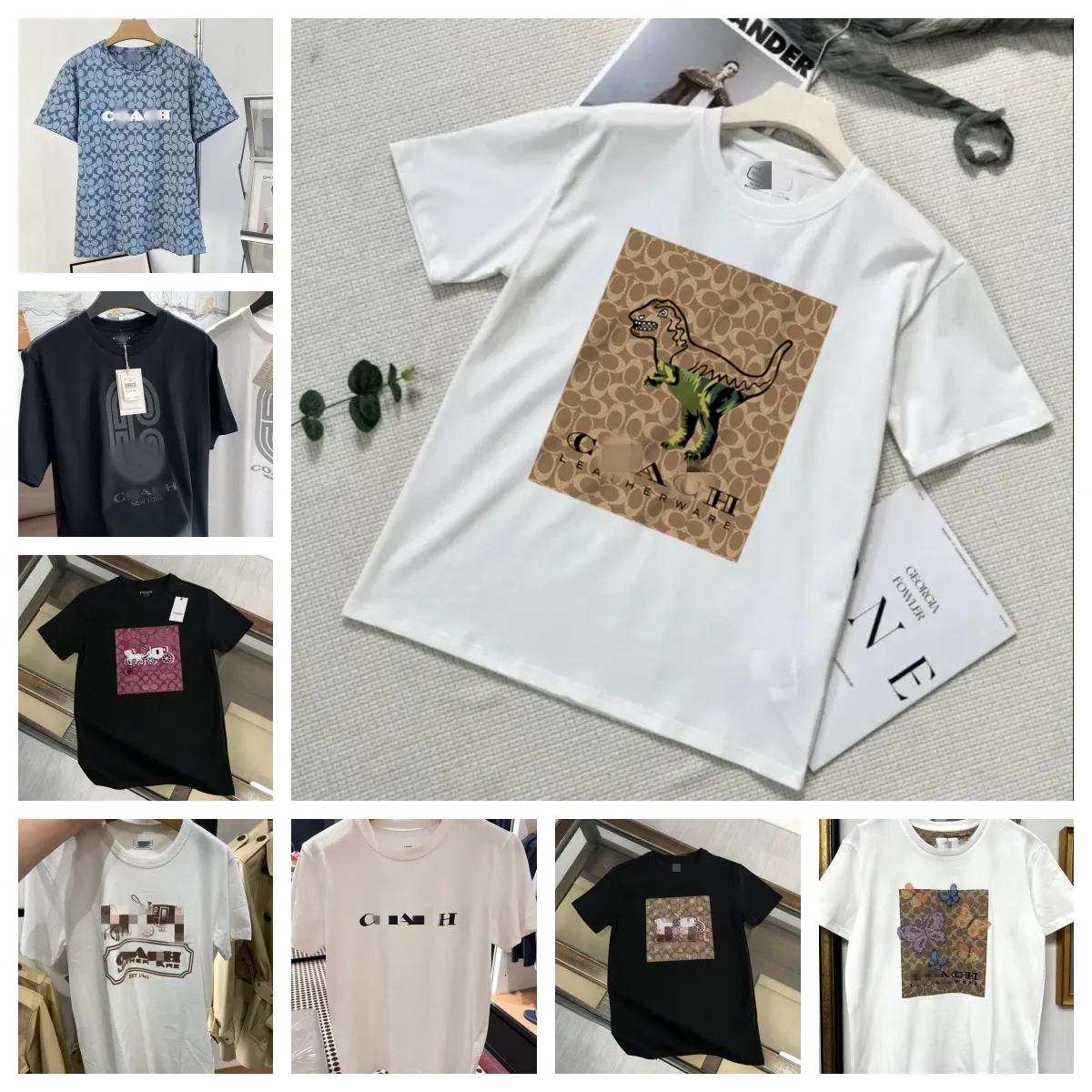 T-shirts T-shirts T-shirt Coache Luxe T-shirt Designer T-shirt Zomermodemerk Letter Hoogwaardige Designer Coache Shirt Dameshemd Katoen afdrukken