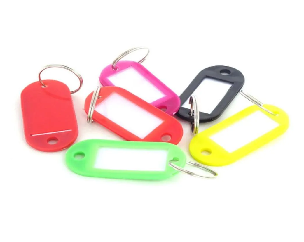 50 PCS Plastic Keychain ID en naam S met gesplitste ring voor bagage Key Chains sleutelringen 5 cm x22cm 776573626