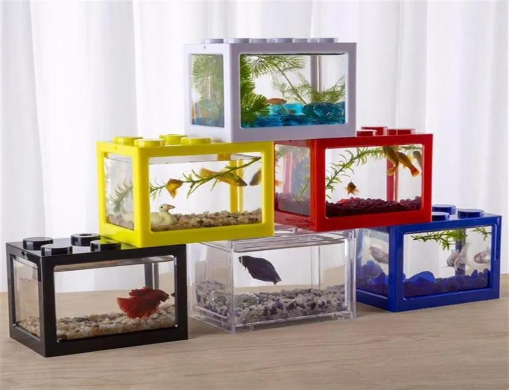 Mini Fish Tank Row Aquarium Stackable Tanks Light Ant Feeding Reptile Box Desktop Decoration Accessories Decorations2983227w9127316