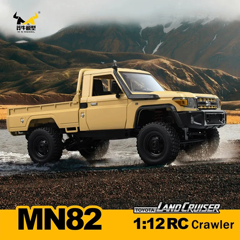 MN82 RC Crawler 1 12 Full Scale Pick Up Truck 24G 4WD Offroad Car Controllable Headlights Remote Control Vehicle Model Kid Toy 240430