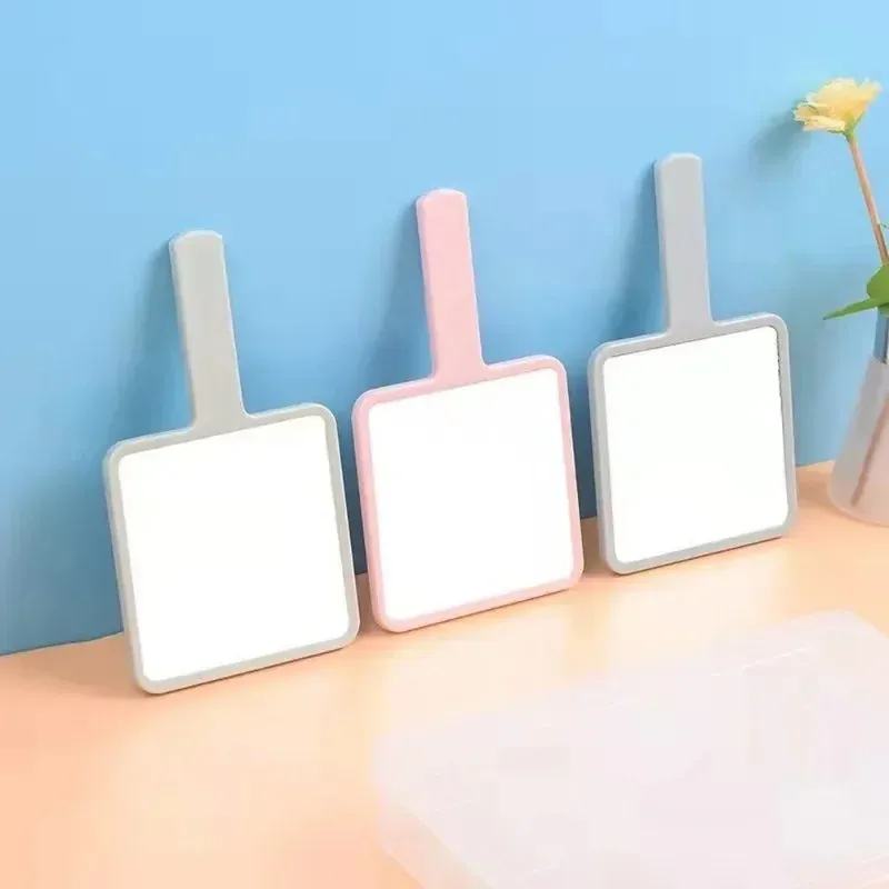 Extension Mirror Plastic Handle Portable Square Handheld Makeup Vanity Mirror Women Cosmetic Beauty Salon Supplies