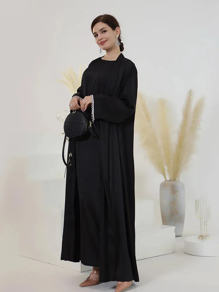 elegant abaya dress for wedding Women's Muslim Butterfly Abaya Robe Dress - Elegant Islamic Long Dress with Flared Hem, Non-Stretchy Fabric for Daily, Wedding, Travel main image 1