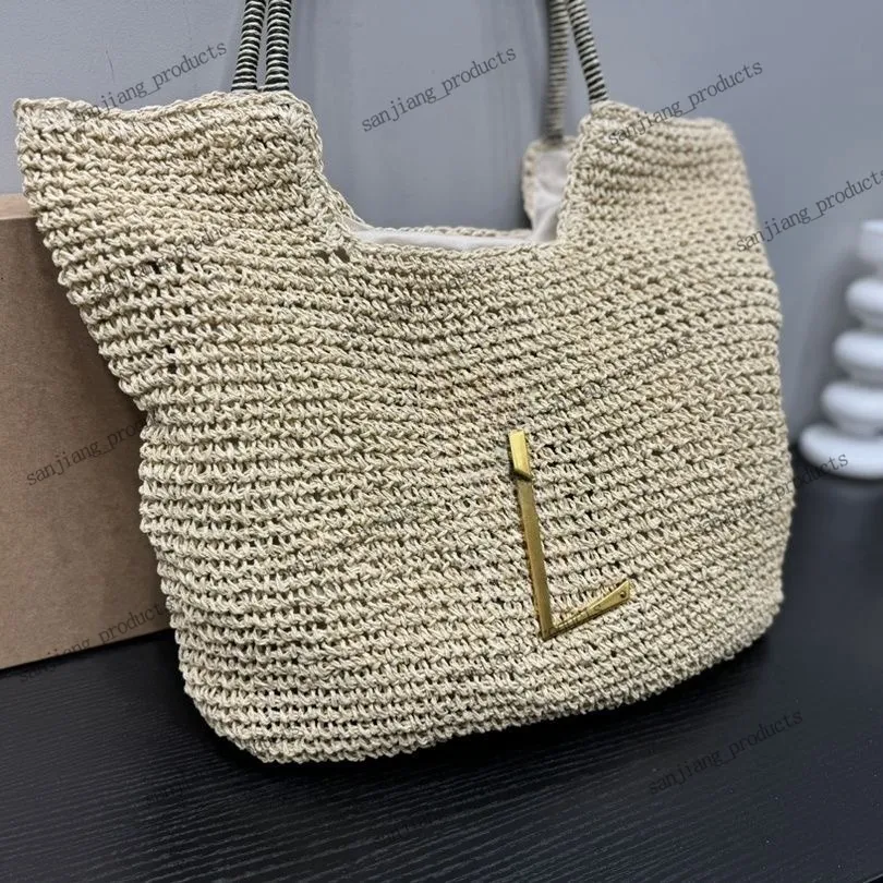 Sac de plage de paille Sac à provisions pour femmes sacs à main designer tissés mouchés à éponde décontractée Sacs à bandoulière