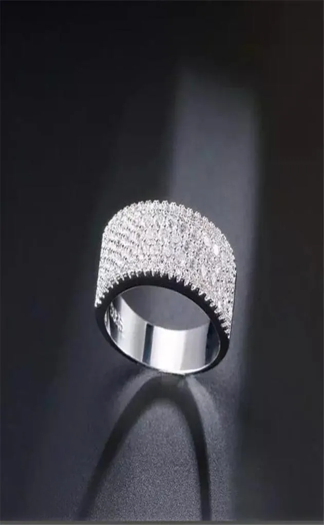 INS Top Sell Rings de boda Joyas de lujo 18k Gold White Rilling 5A Cubic Zircon Sapphire Cz Diamond Gemstones Party Women Eternity E5893301