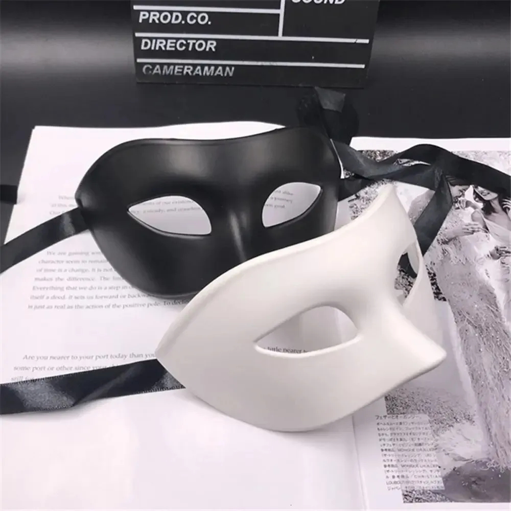 Mulheres Man Sexy Gentleman Masquerade Máscara Prom Halloween Party Cosplay Costume Decoração de Casamento Props preto Branco 240430