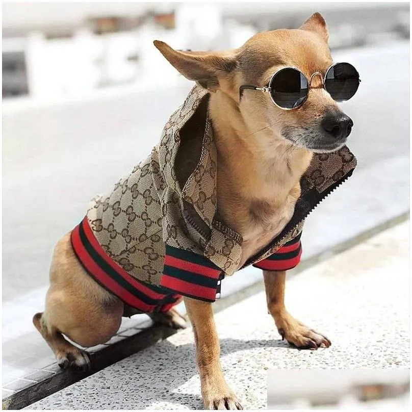 犬のアパレル秋の冬のペットジャケットコートファッショントレンチテディシュナウザー法ファイトドッグ服ドロップデリバリーホームガーデンサプライDH7QS